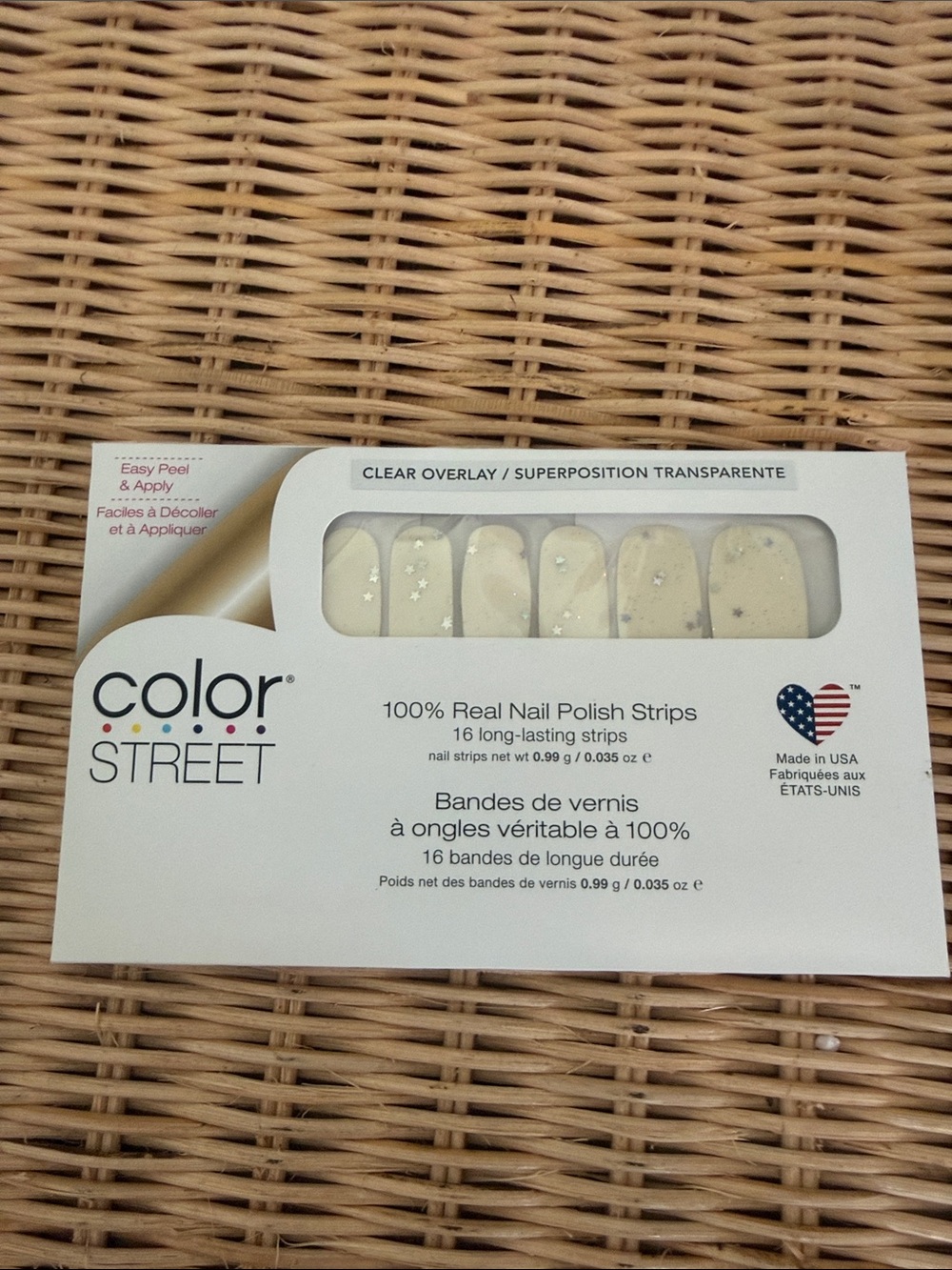 Color Street Cream Nail Strips with Silver Star Accents wishing Stars